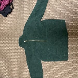 aerie Dark Green Sherpa Half-Zip Pullover